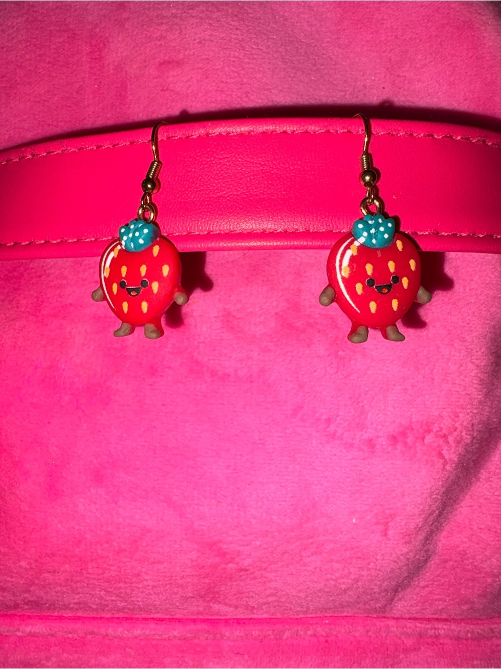 adorable hand made strawberry earrings